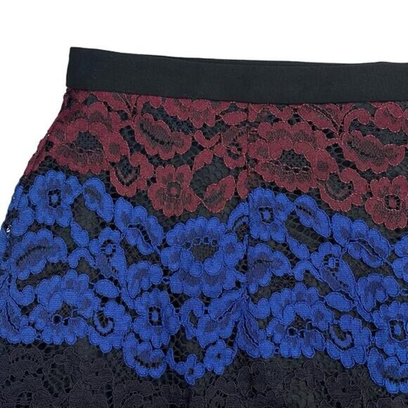 NWT KARL LAGERFELD Paris Colorblocked Floral Lace Pencil Skirt Sz 12 - Picture 6 of 7